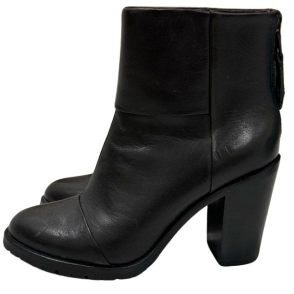 Rag & Bone Newbury 2.0 Black Leather Ankle Heel Boots size 37.5 US 7.5 - Picture 12 of 16